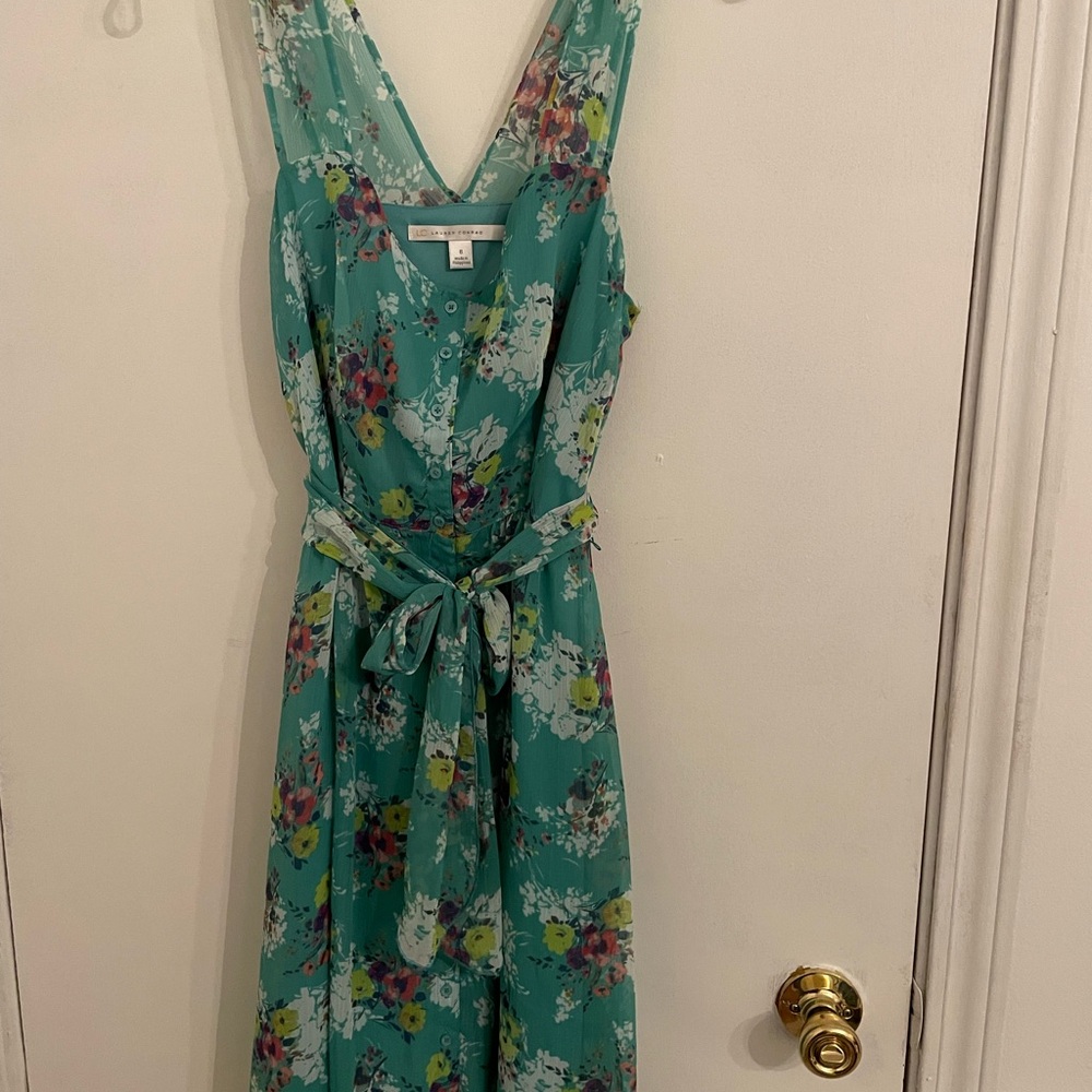 LC Lauren Conrad Teal Floral Maxi Dress